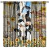 Farmhouse Cow Curtain Funny Animal Butterfly Sunflower Cow Curtains for Western Barn Door Printed Rod Pocket Window Treatments