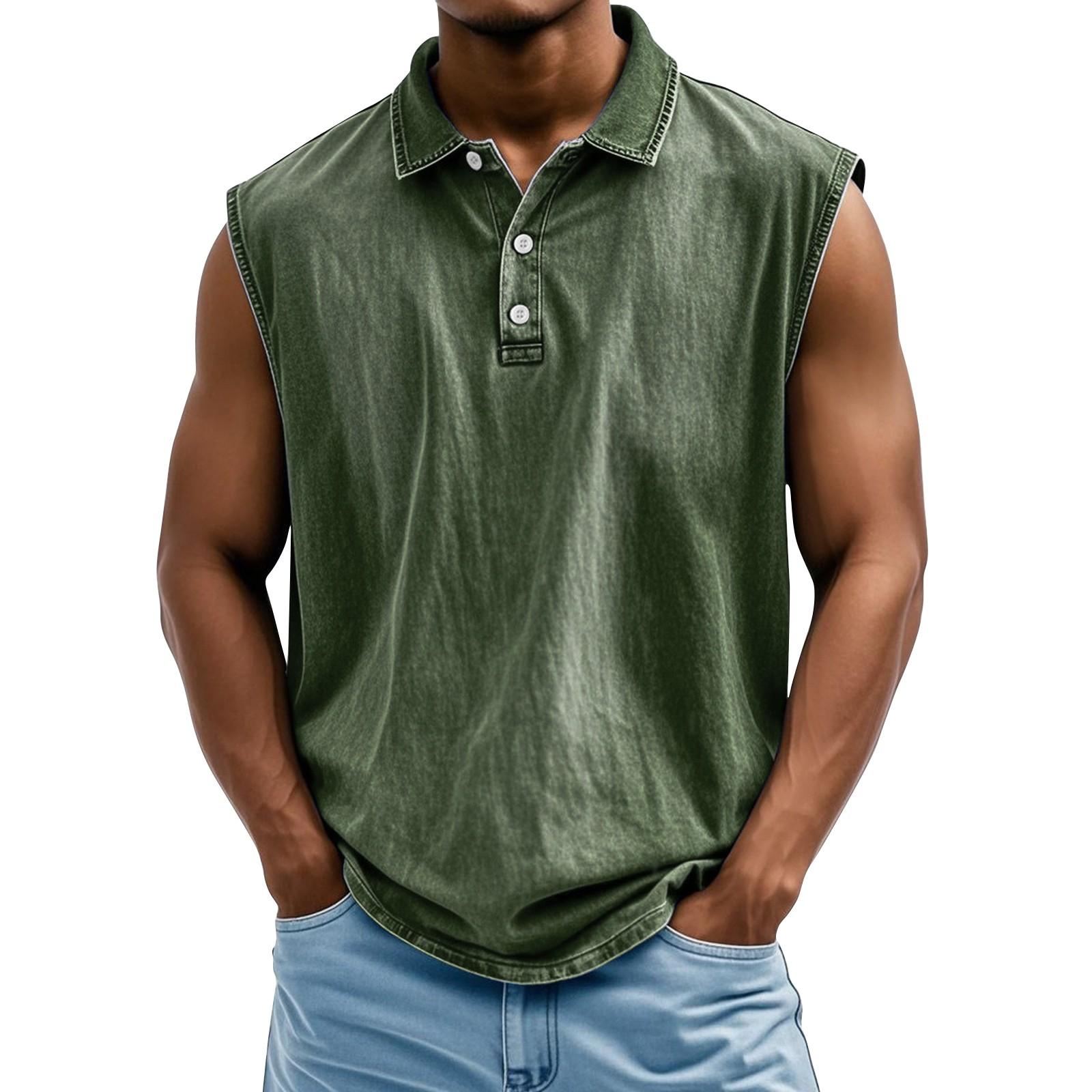 

Чоловічий літній однотонний спортивний жилет на ґудзиках з лацканами Чоловічий спортивний повсякденний жилет M