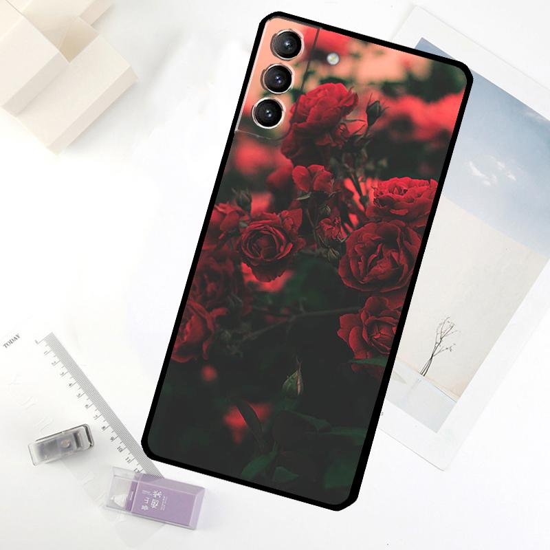 Flower Red Rose Phone Case For Samsung Galaxy S25 FE S20 FE S21 S22 S23 S24 S25 S26 Ultra S10 S25 Plus Cover
