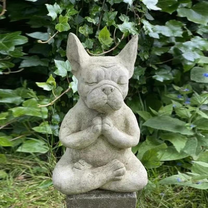 Utendørs Jardin Hage Yogastilling Meditasjon Hund Resin Statue Ornamenter Vanntett for Kontor Hjemmedekor Hagedekorasjon