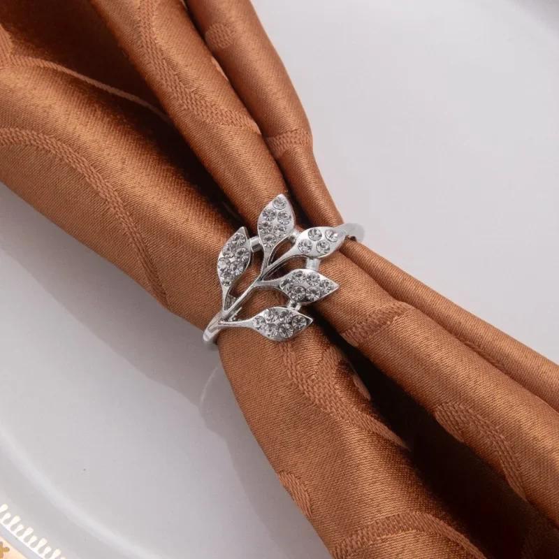 Green Leaf Napkin Rings Durable Metal Design Reusable and Easy To Clean Ideal for Weddings Parties and Holiday Celebrations