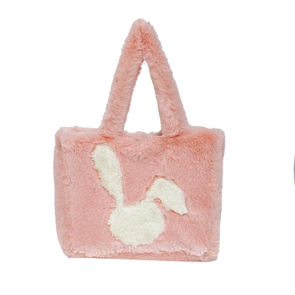 Casual Faux Fur Shoulder Bag Soft Large Capacity Shopper Handbag Rabbit Print Furry Fluffy Fluffy Handbag Women Use