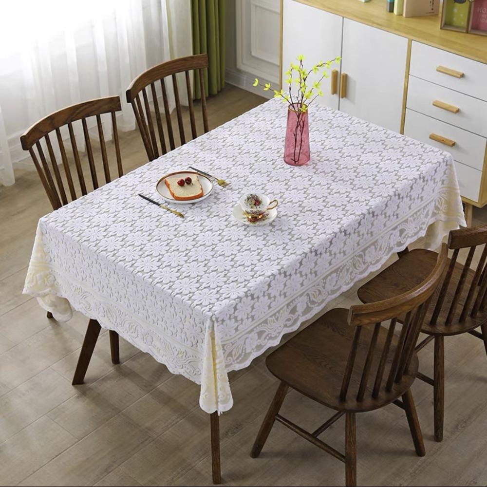 French Pastoral Style Floral Lace Tablecloth Hollow Three-dimensional Relief Tea Table Tablecloth Rectangular Thickened