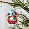 Christmas Tree Dragon Pendant & Keychain Ornament - Acrylic Egg Decoration