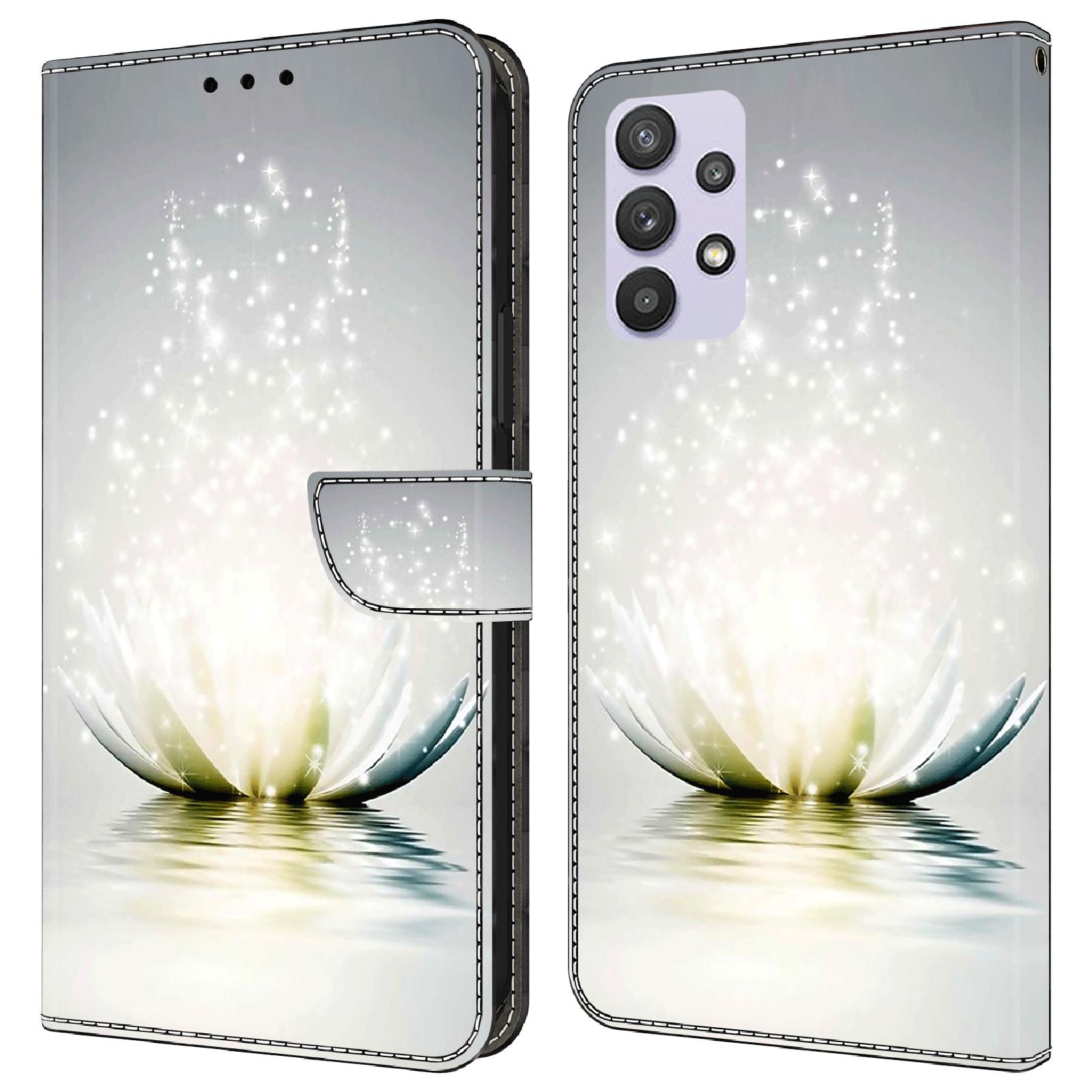 

For Samsung Galaxy A32 5G Leather Phone Case 3D Pattern Printing Stand Wallet Folio Cover Lotus