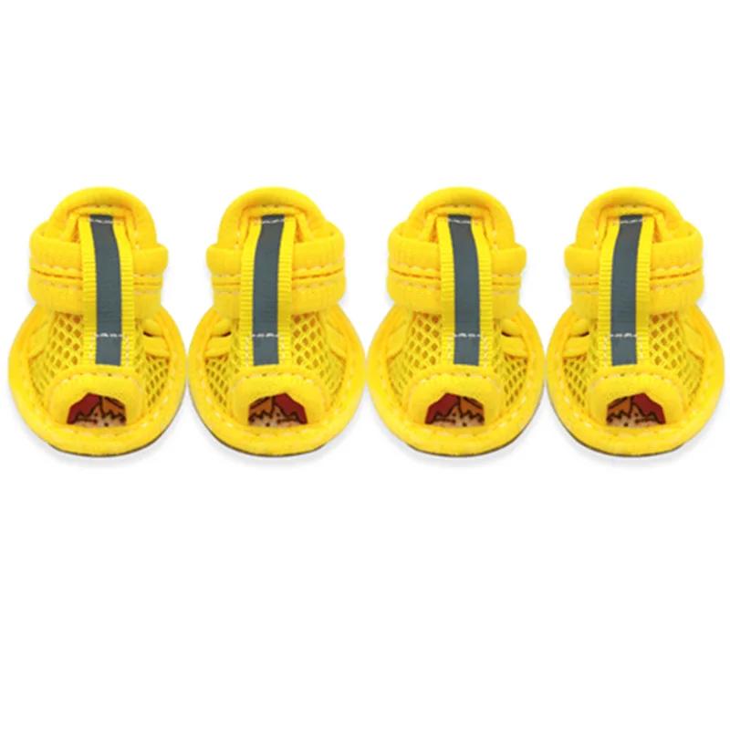 

4 шт./компл. розовые нескользящие летние туфли для собак, дышащие сандалии для маленьких собак, носки для домашних собак, кроссовки для собак, обувь для щенков и кошек, ботинки Number3 жёлтый