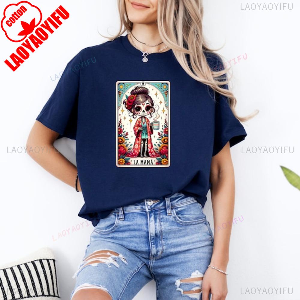 La Mamá Tarotkort Skjorte Morsom Meksikansk Mamma T-skjorte Spansk Morsdag Latina Skjelett Catrina Mamma Klær Komfortabel