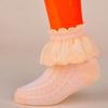 Kids Girls Fashion Solid Color Lace Trim Breathable Mesh Short Cotton Socks