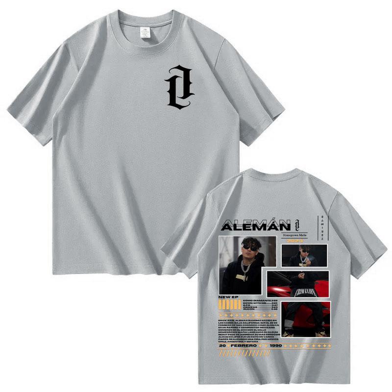 Rapper ALEMAN Tour 2025 Graphic Crewneck T Shirts Mens Womens Oversized 90s Fashion Pop Music T Shirt Casual Tshirts Streetwear