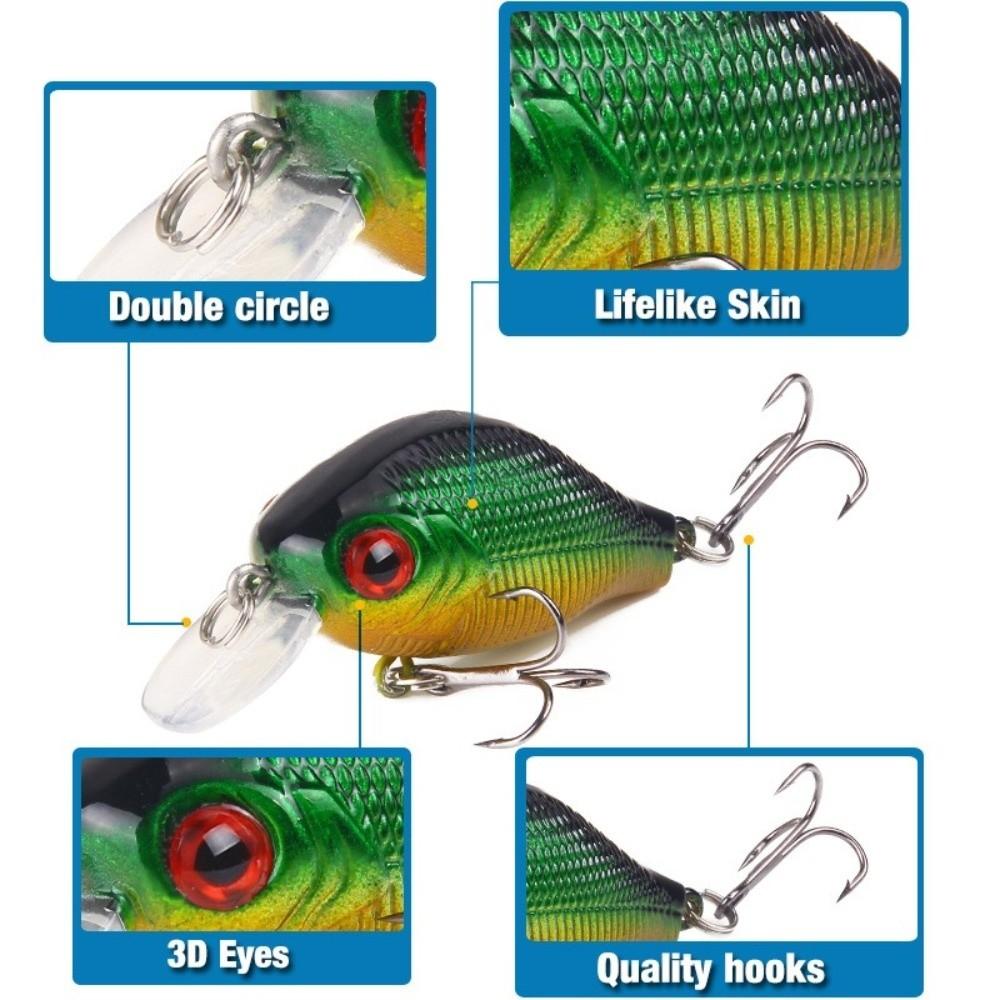 5 Pcs/Set 3D Eyes Floating Crankbait Lure Artificial Fishing Bait for Freshwater Saltwater Fishing