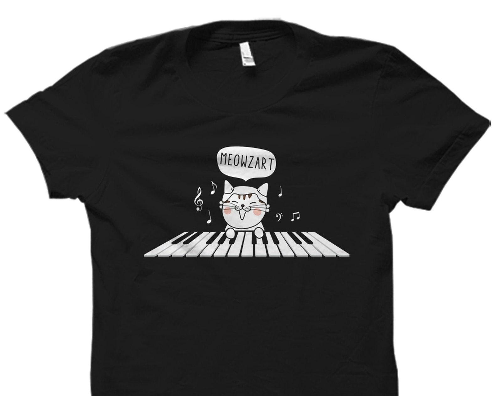 Funny Piano Shirt. Pianist Shirt. Pianist Gift. Piano Gift. Piano Lover Gift. Cat Shirt. Cat Lover Gift. Cat Piano Shirt. Meowzart #OS2233 S