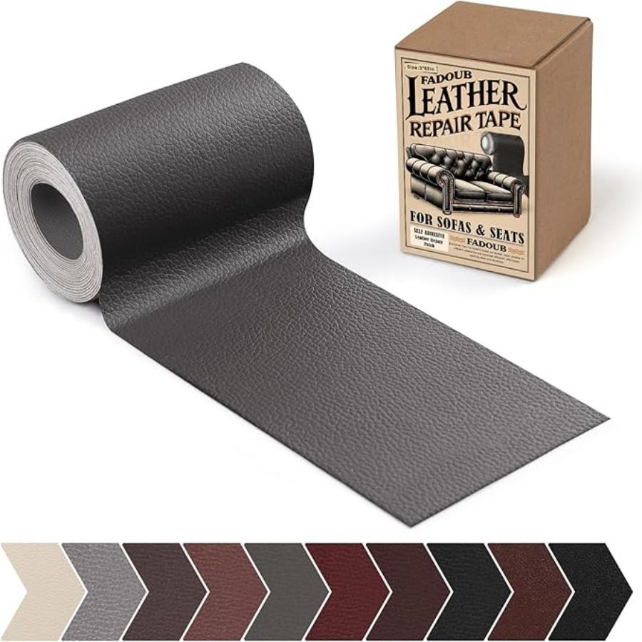 MIUSIE Läderreparationslapp Självhäftande Läderreparationstejp för Möbler, Vinylreparationstejp för Reparation av Vinyl, Soffa