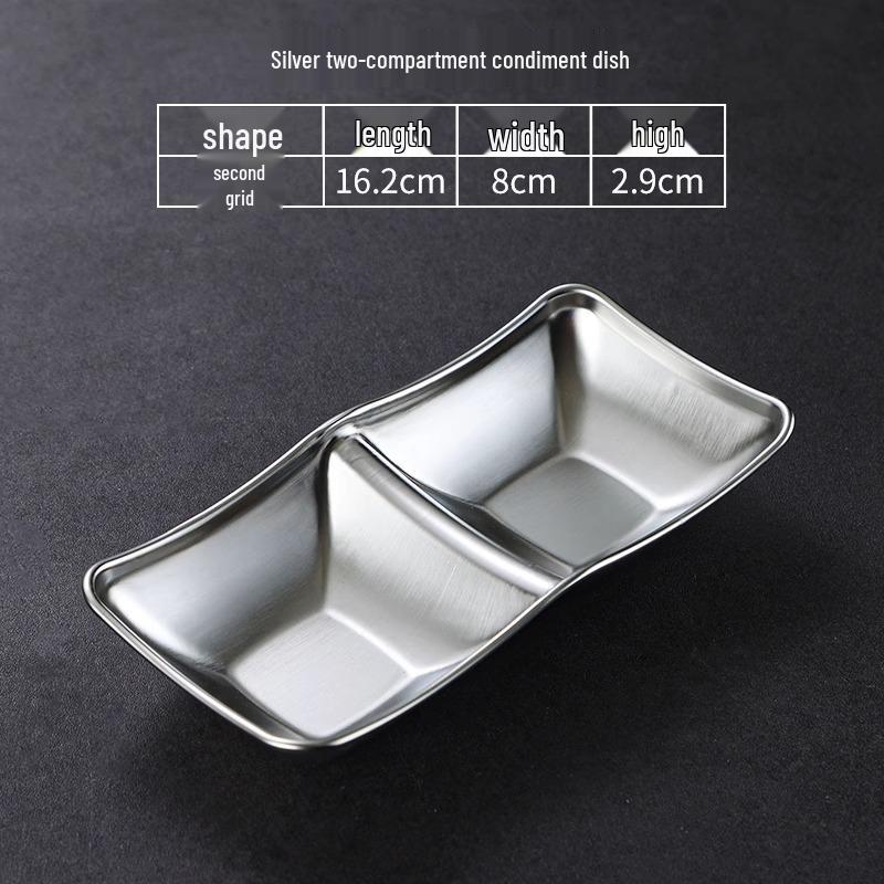 304 Stainless Steel Korean Hot Pot and Barbecue Dipping Dish - Gold, Two or Three Compartments