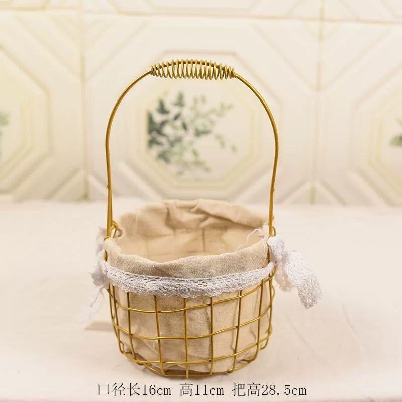 New Internet celebrity decoration portable flower basket packaging flower basket handmade rattan floral arrangement gift straw wood chips