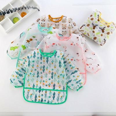 Cute Children Baby Kids Toddler Waterproof Long Sleeve Art Smock Feeding Bib Apron Fit 0-2 Years