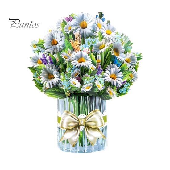 3D Pop Up Flower Bouquet Card Paper Flower Vase Greeting Cards for Mother's Day Congratulations Graduation Anniversary Birthday
