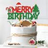 1PC Christmas Cake Holiday Birthday Cake Decor  Insert Red Merry Birthday Christmas Home Cake Plate Holiday Party Decorations