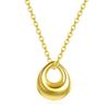 18K Gold Water Drop Hollow Pendant Necklace with Stainless Steel Clavicle Chain