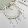 ins romantic Su chain pants anklet decoration, beaded imitation pearl diamond cross shortened foot decoration