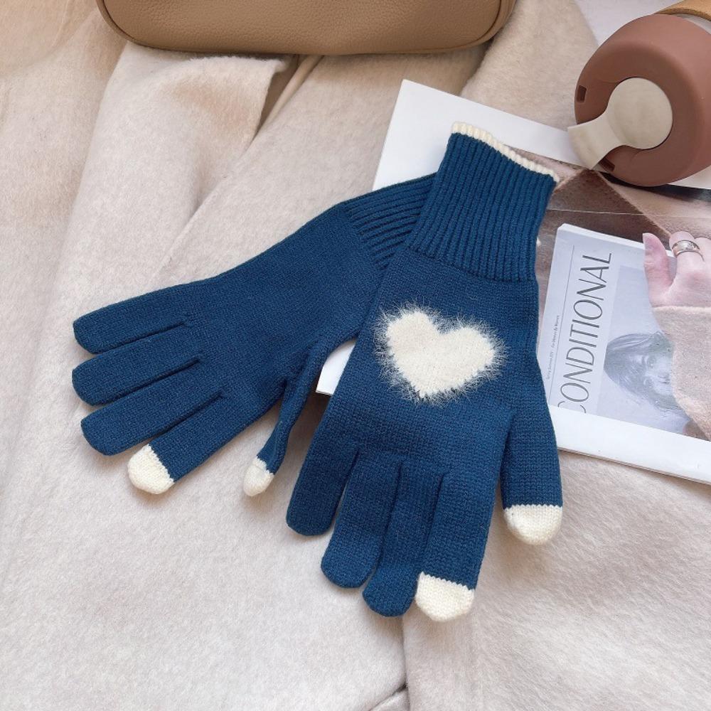 Touchscreen Women Knitted Gloves Warm Cycling Gloves Cute Love Heart Gloves  Autumn/Winter