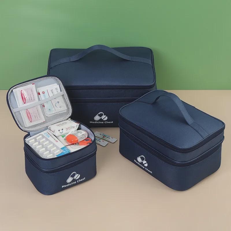Large Capacity Portable Double-Layer Outdoor First Aid and Medicine Storage Bag