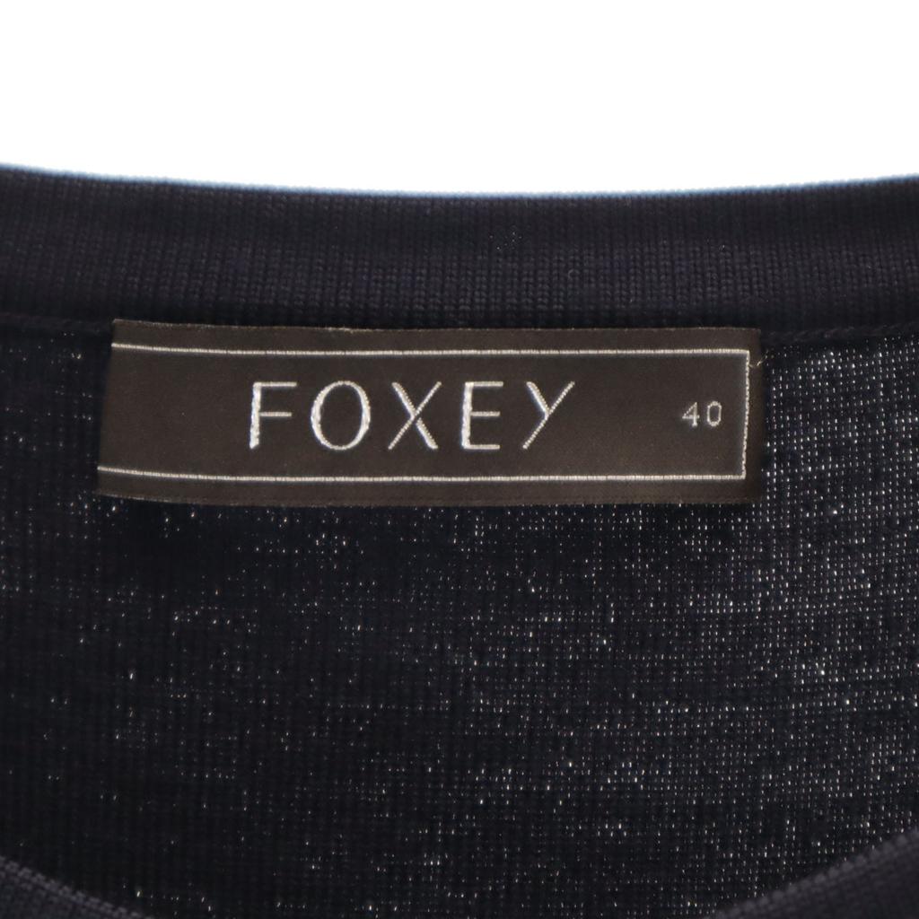 FOXEY 7 Minutes Sleeve Knit Cardigan 40 Navy Women Used