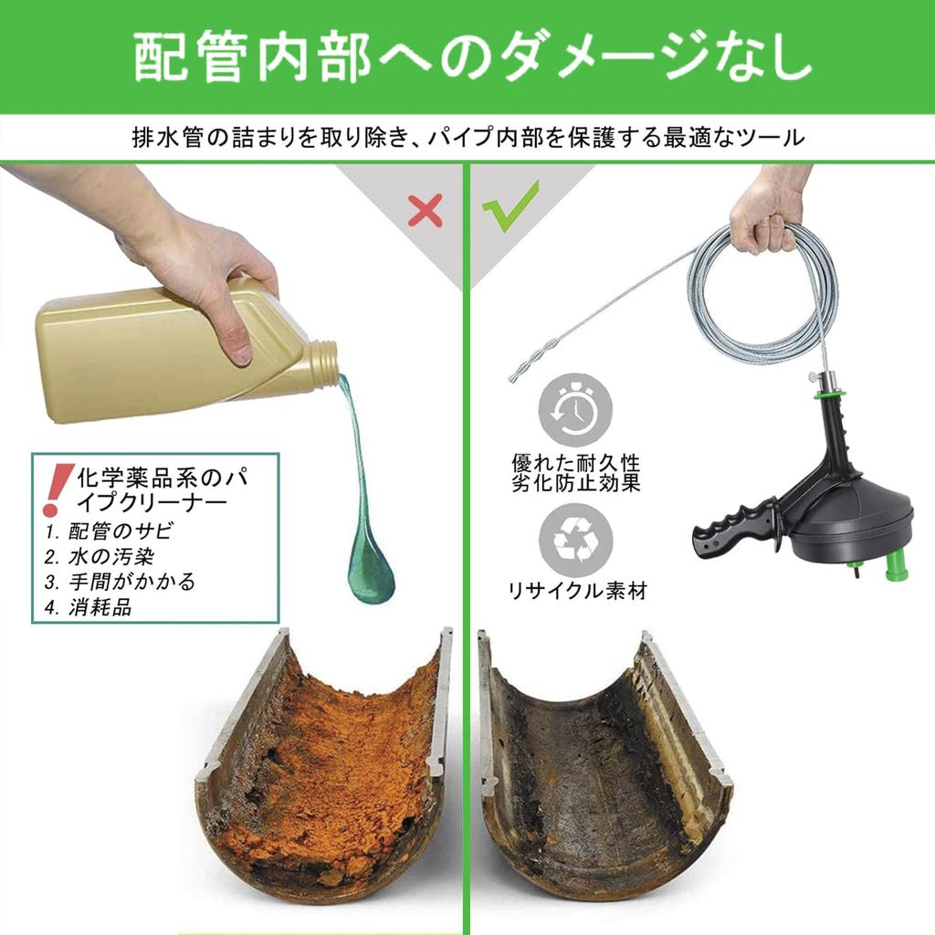 BACOENG Drain Cleaning Wire Pipe Cleaner Wire with Drill Adapter Plumbing Clog Wire Manual Electric Use For Plumbing Clog Removal Gloves Storage Bag