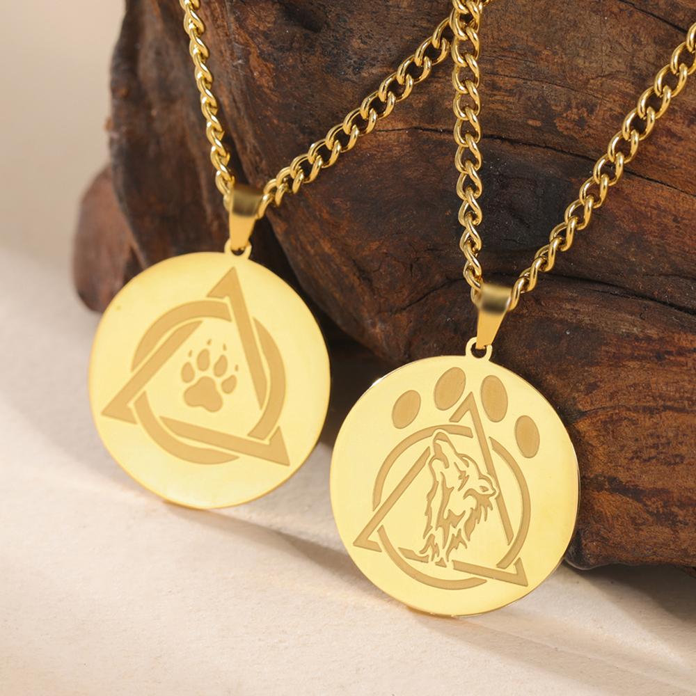 Therian Symbol Necklace Norse Wolf Claw Stainless Steel Jewelry for Men Vintage Animal and Nature Pendant