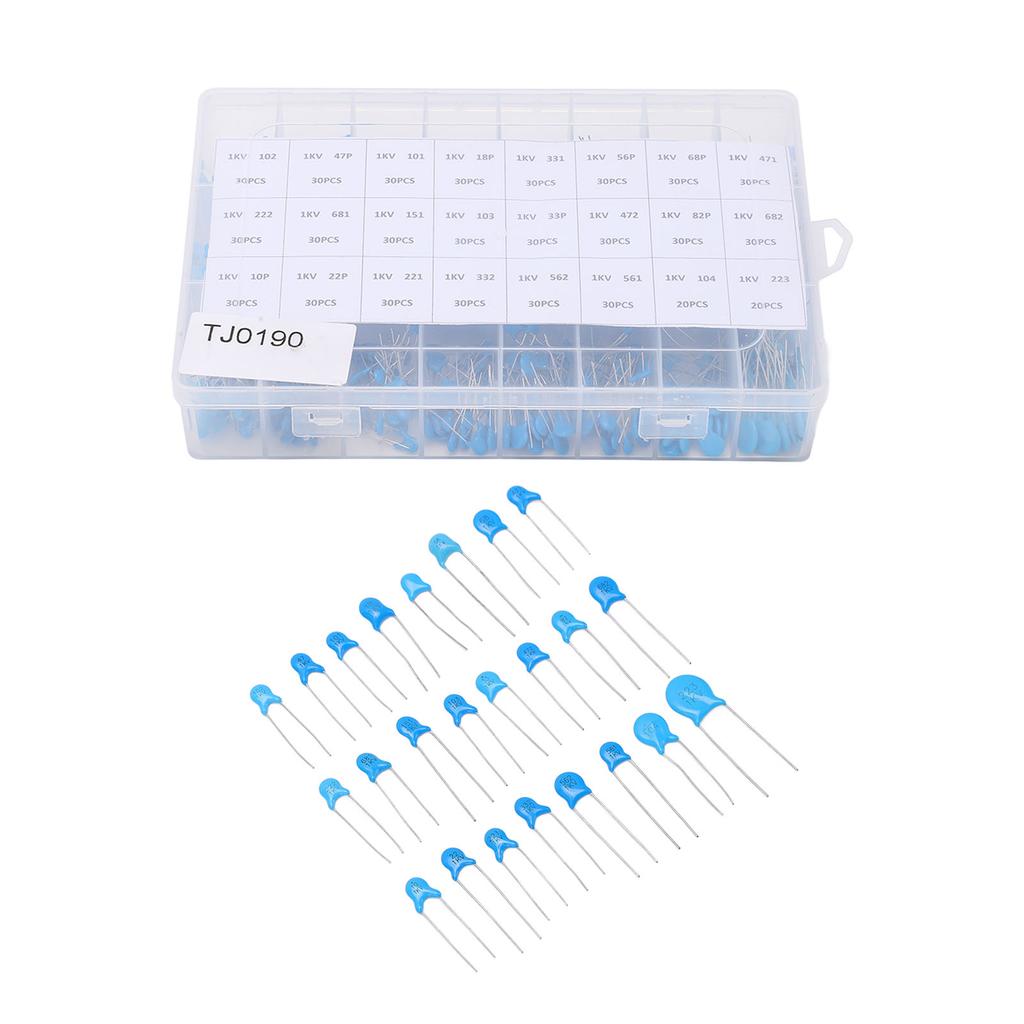 700Pcs Ceramic Capacitor 1KV High Voltage 24 Values Assortment Kit Set for Radio TV