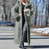 Cardigan con cappuccio da donna a tinta unita, vestibilità larga, lunghezza lunga, con bottoni a monopetto