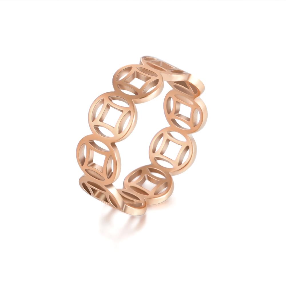 Lucky Coin Rings for Women Men Stainless Steel Wedding Party Couple Ring Jewelry Gift for Lover Cheap