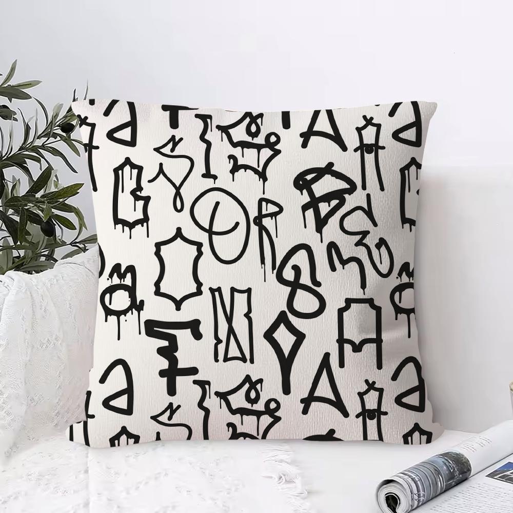 Simple E-English Letters Pillow Case Square Pillow Bedroom Sofa Leisure Comfort Cushion Living Room Home Decoration