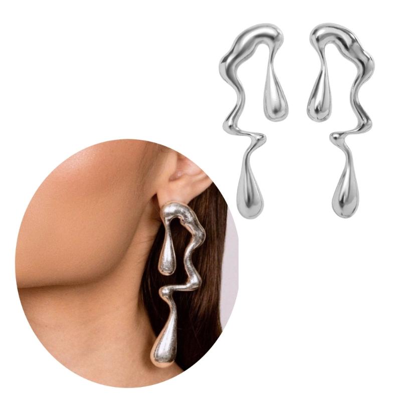 Irregular Water Drop Earrings Trendy Statement Ear Studs Party Jewelry Vintage Studs Fashionable Accessories for Women