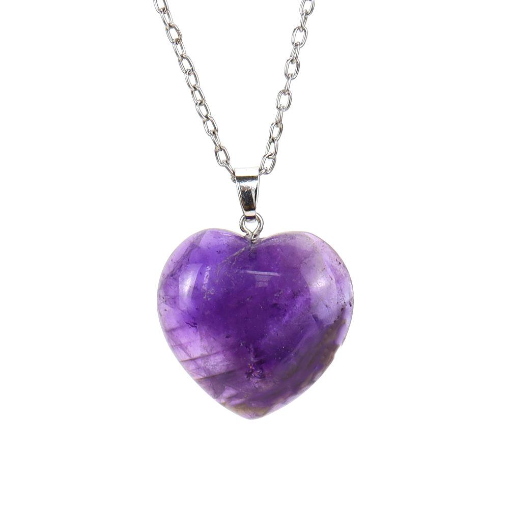 Natural Stone Crystal Green Dongling Peach Heart Love Heart Pendant Necklace N534