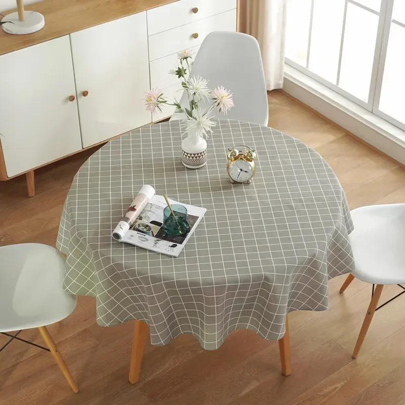 Diameter 120/150cm Nordic Round Tablecloth Cotton Linen Washable Hotel Banquet Table Cloth Wedding Party Christmas Table Cover