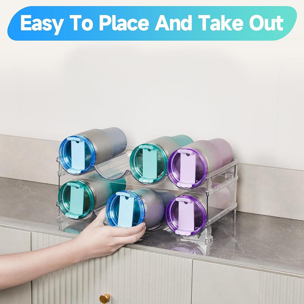 Wasserflaschen-Organizer für Schrank, Stapelbares Wasserflaschen-Aufbewahrungsregal, 2- und 3-stöckiger Wasserflaschenhalter für Küchenvorratsschrank