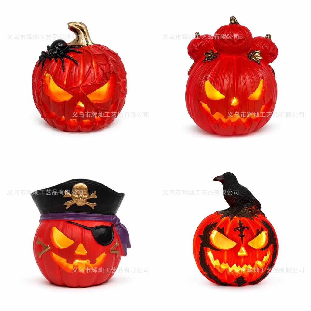 Lanterna a Zucca in Resina per Halloween Decorazione Esterna per Cortile con Luce LED per Celebrazioni Festive