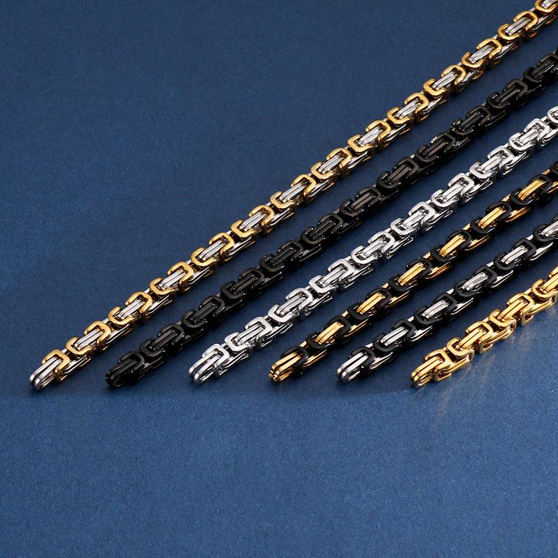 5mm Dubai Stainless Steel Byzantine Chain Bracelet Men Fashion Male Gold Color Wrap Bangle Biker Jewelry