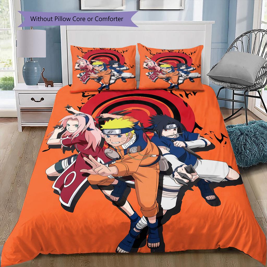 Naruto Konoha Full Members Bedding Set, 1 Duvet Cover & 2 Pillowcases, Cozy Home, Great Gift for Anime Fans