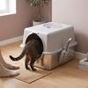 Cat Litter Box Enclosed Large Stainless Steel Base Easy Clean Mess Proof Odor Control   Resist Design Dual Entry Options with Scoop