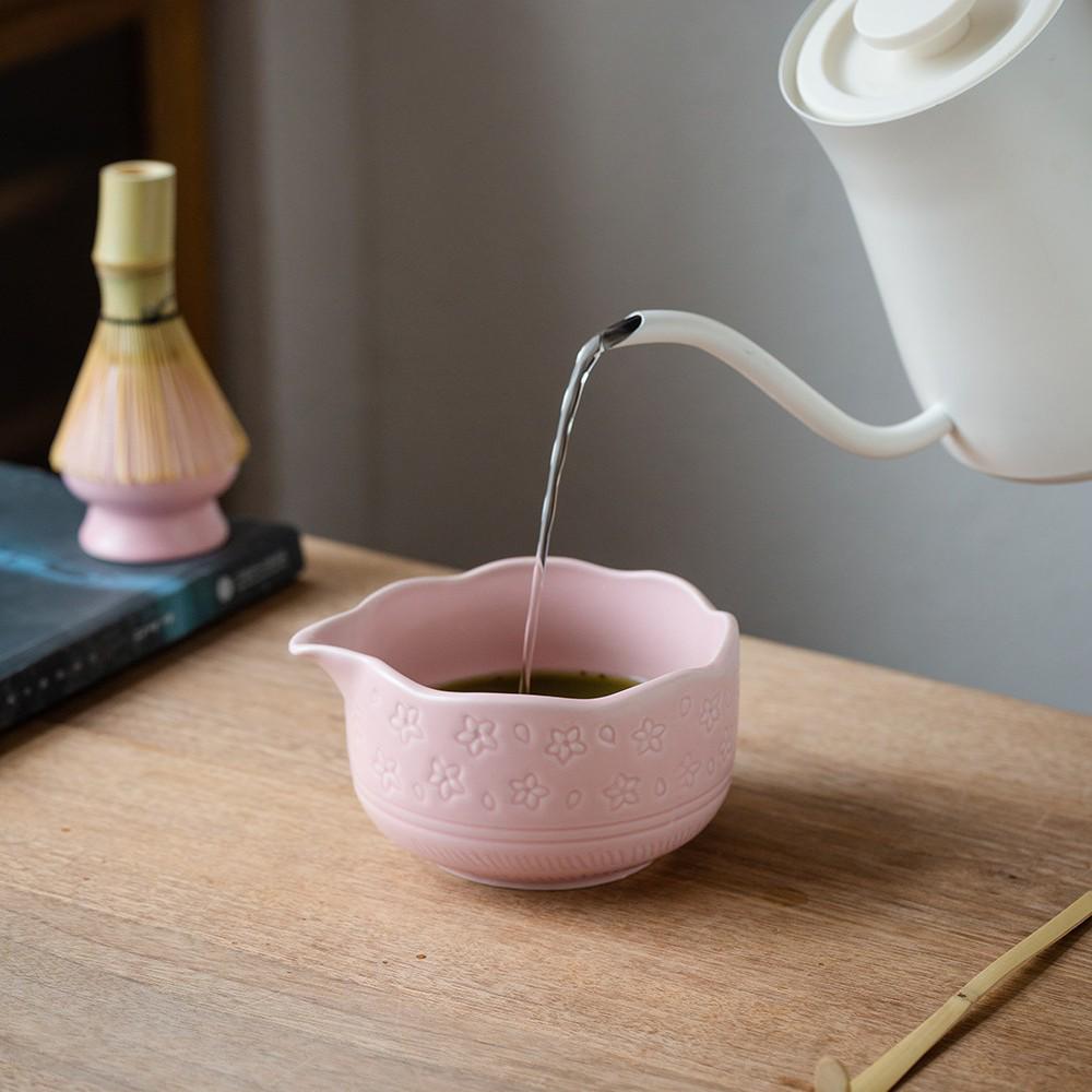 Ceramic Matcha Tea Ceremony Set with Whisk, Chasen Holder, and Brush.