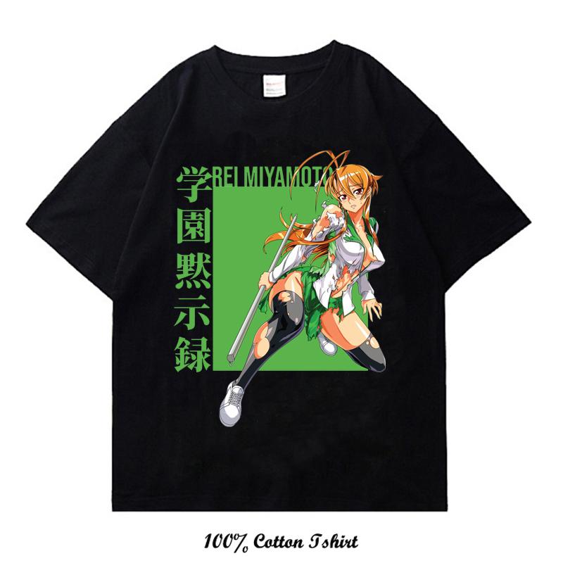 Japanese  Anime Highschool of the Dead Graphic Print T Shirt Fashion Plus Size Cotton Crew Neck Short Sleeve T Shirt Women Unisex
