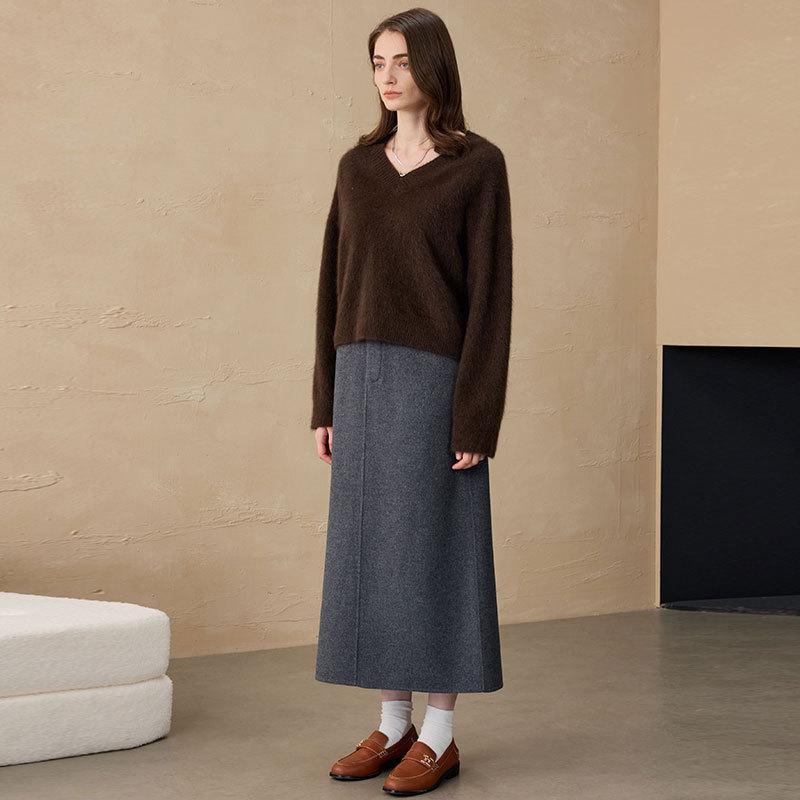 Autumn and winter cashmere V-neck loose-knit pullover sweater lazy women's yak fleece bottoming sweater women's knitting