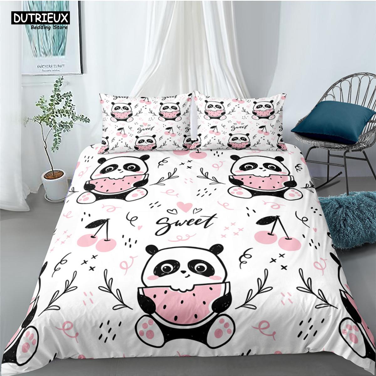 

Cartoon Cute Panda Bedding Sets Child Kids Covers Boys Bed Linen Set For Teens King Size Bedding Set (135x200cm)