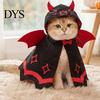 Pet Hood with Horns Halloween Cat Bat Cloak, Cute Devil Cape Wings, Hooded Photo Prop Costume Festive for Cats Small Dogs Cosplay Party Wear