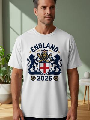 England Football 2026 T-Shirt, Three Lions Crest Fan Apparel