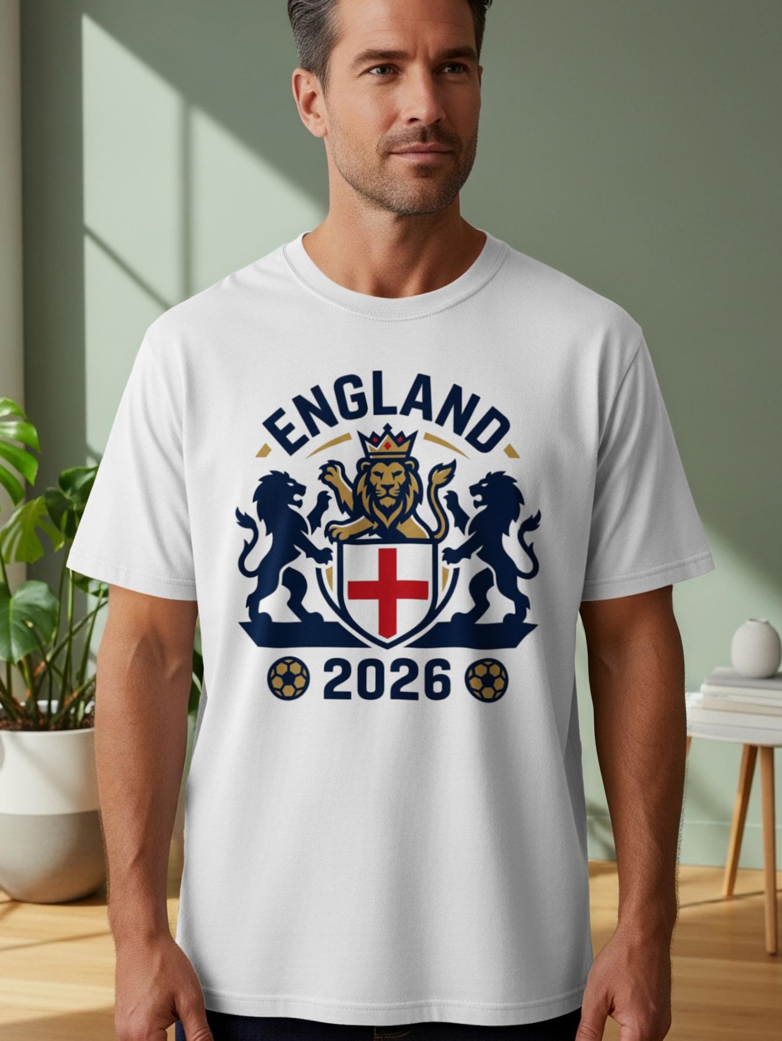 England Football 2026 T-Shirt, Three Lions Crest Fan Apparel 4XL