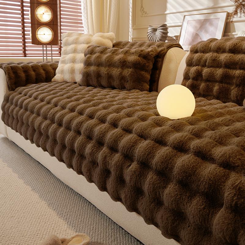 Internet Celebrity Tutu Velvet Sofa Cushion  Autumn And Winter New French Retro Plush Seat Cushion Fixed Non-Slip Cover