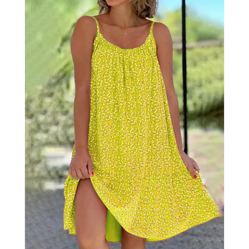 GMXIA Women's Fashion Summer Spring Polka Dot Print Sleeveless U-Neck Loose Casual Dresses