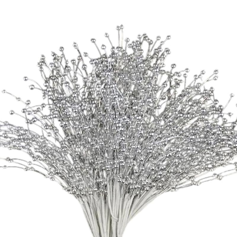 50Pcs Plastic Pearls String Flower Branch For Handmade Florals Arrangements And Holiday Craft Florals Picks